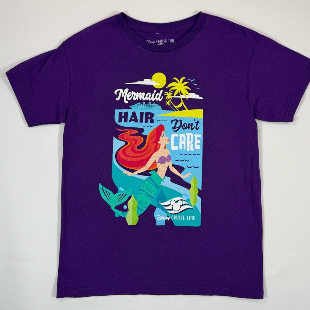 DISNEY CRUISE LINE Girls' Ariel "Mermaid Hair Don't Care" Graphic T-Shirt Size M